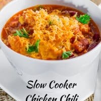 a bowl of slow cooker chicken chili