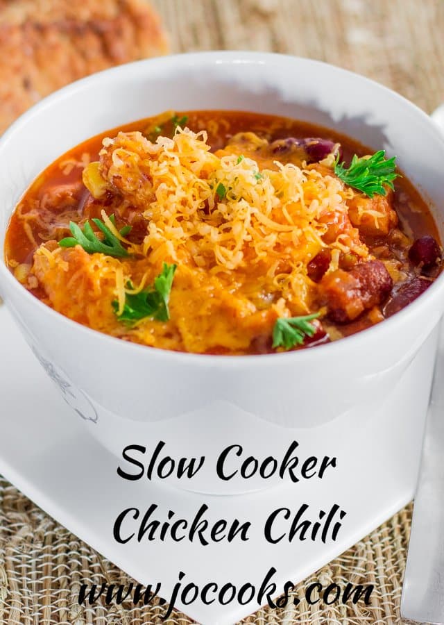A bowl of Slow Cooker Chicken Chili