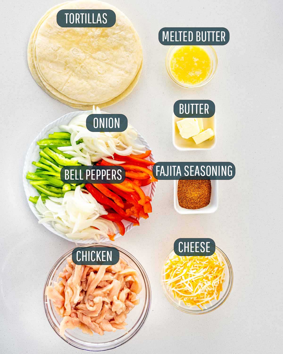 ingredients needed to make chicken fajita taquitos.