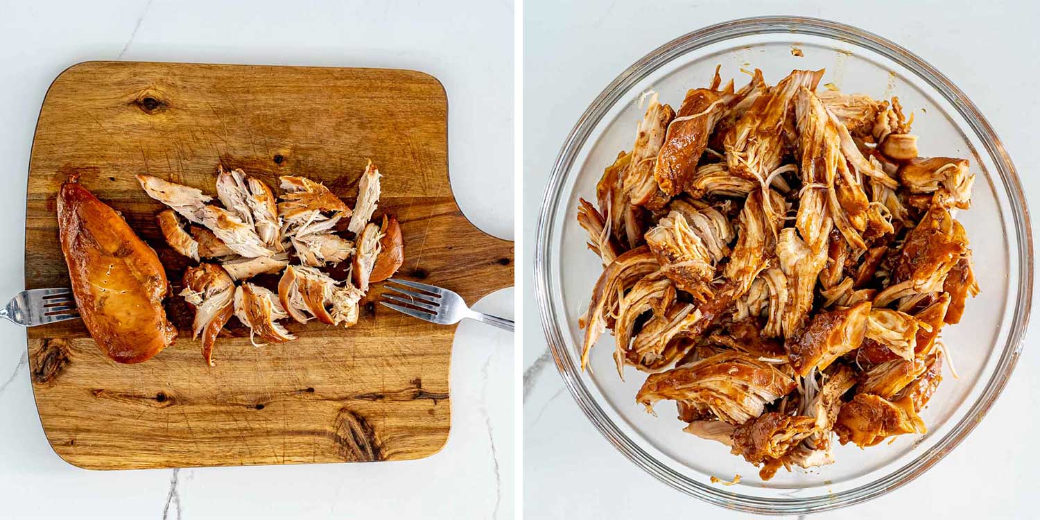 process shots showing how to make slow cooker teriyaki chicken.