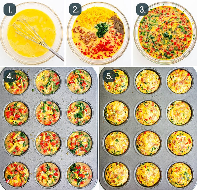 process shots showing how to make egg muffins