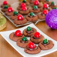 fudgey chocolate cherry cookies on a plate
