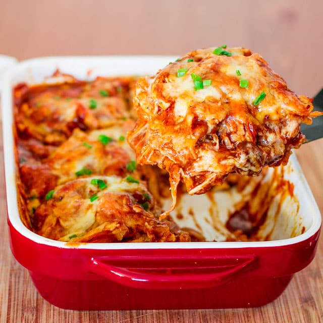 easy chicken enchilada casserole, see more at http://homemaderecipes.com/uncategorized/10-easy-recipes-leftovers