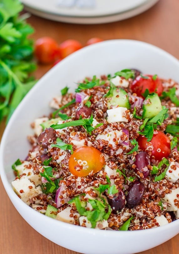 Greek Chicken Red Quinoa Salad