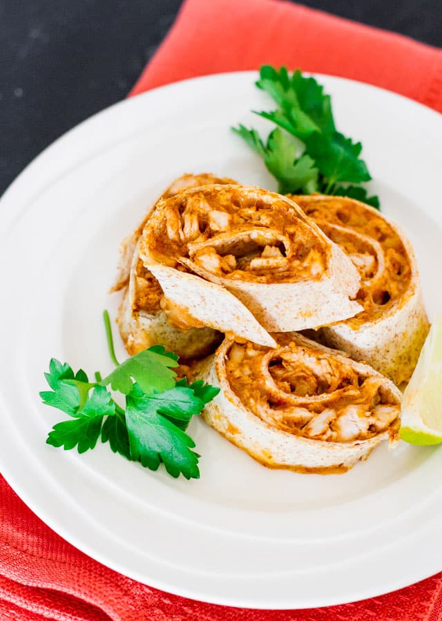Chicken Enchilada Roll Ups on a plate