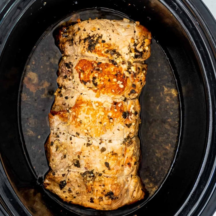 pork loin roast in a crockpot.