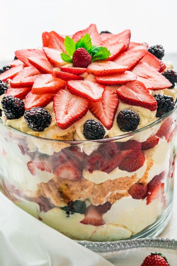 side view shot of an angel berry trifle