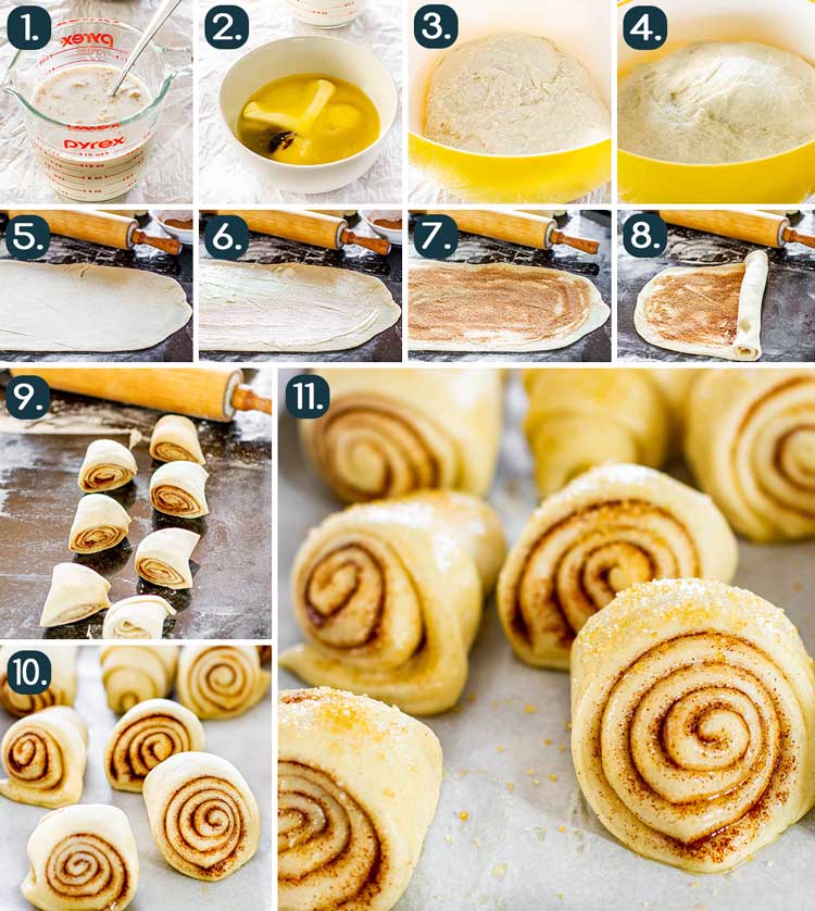 process shots showing how to make finnish cardamom rolls