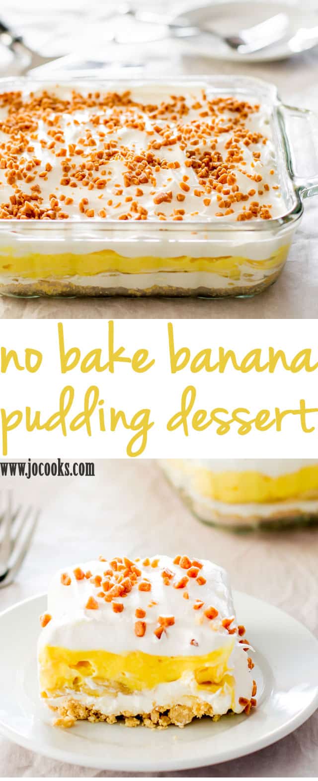 No Bake Banana Pudding Dessert - 5 layer banana pudding dessert, no baking required at only 267 calories per serving.