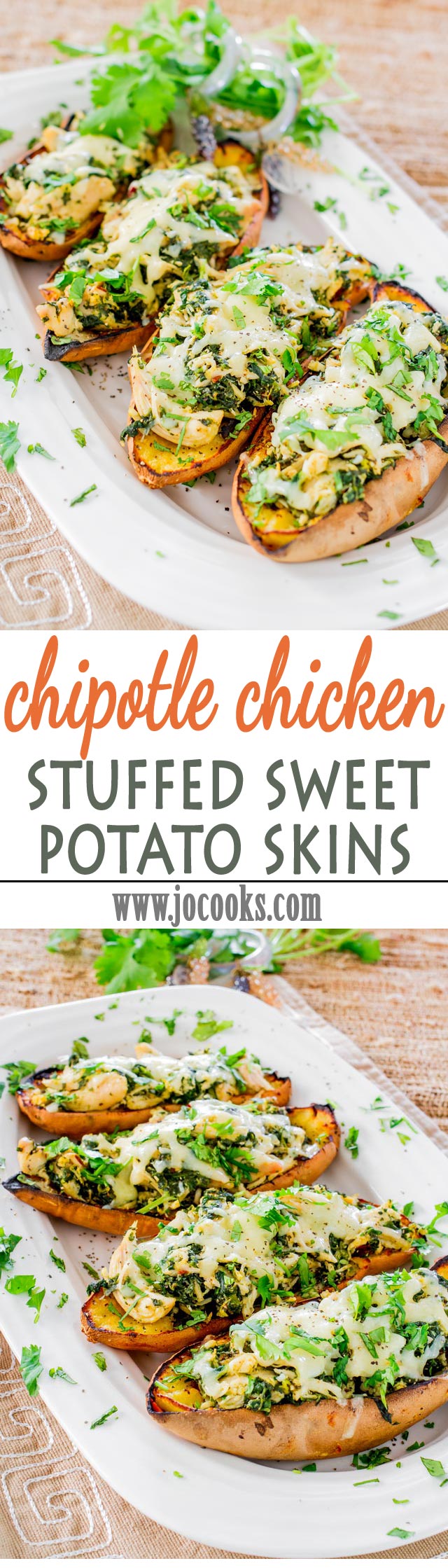 chipotle chicken stuffed sweet potato skins