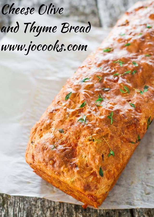 a loaf of cheese olive and thyme bread