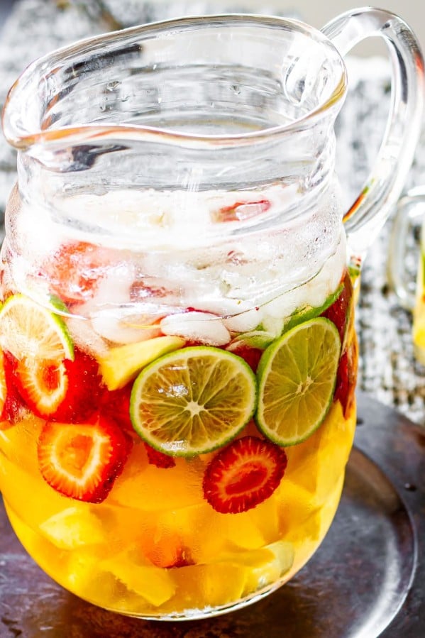 a gorgeous pitcher of freshly made white sangria