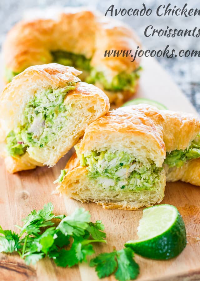 Avocado Chicken Croissant cut in half with the center exposed