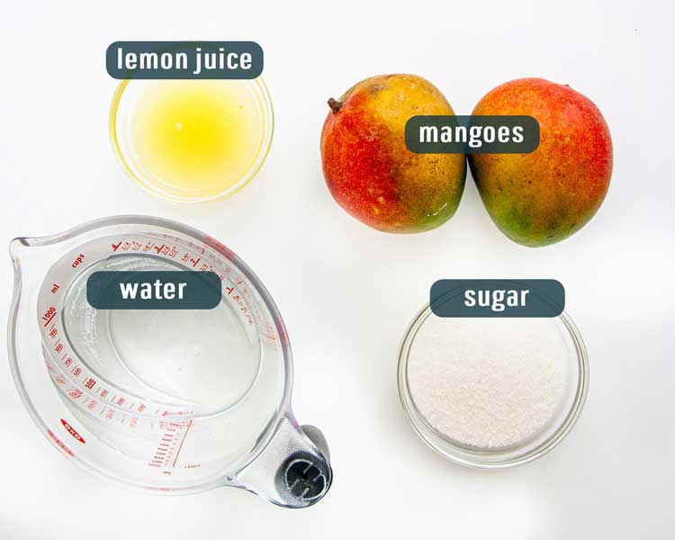 all ingredients needed to make mango lemonade