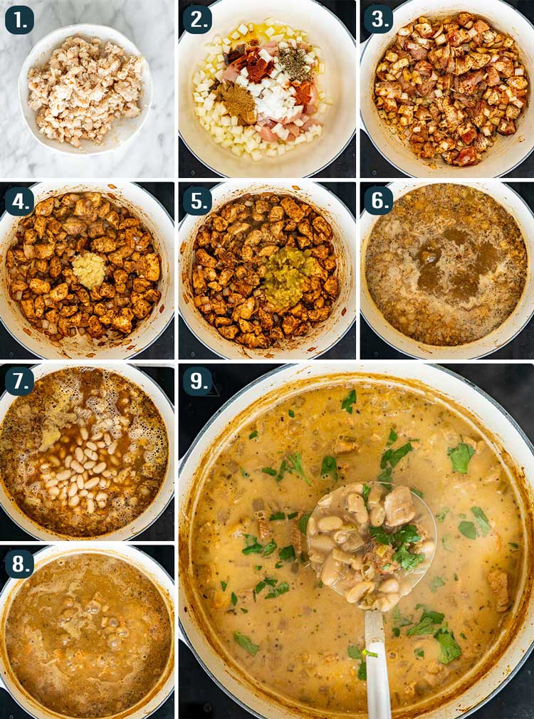 process shots showing how to make which chicken chili