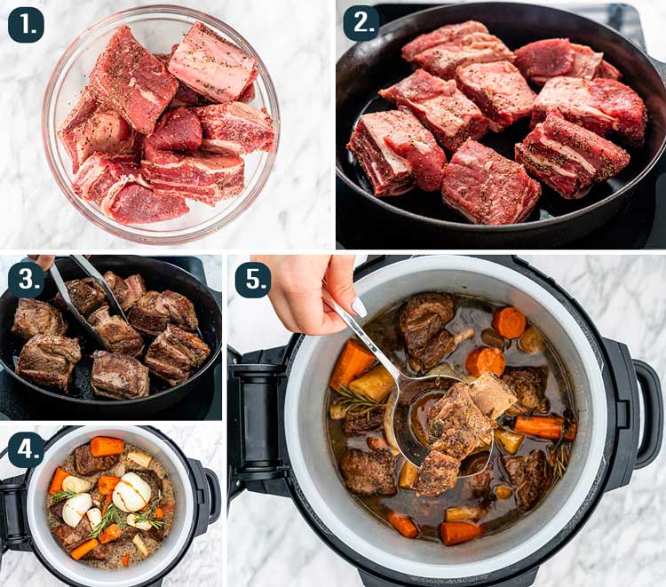 process shots showing how to make slow cooker short ribs