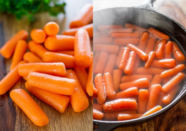 Brandy-glazed carrots process shots