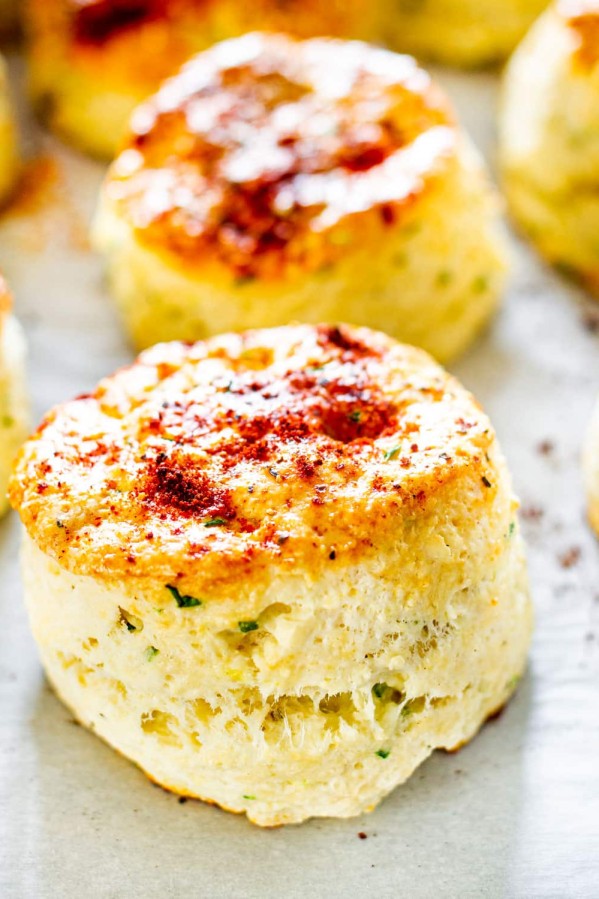 Side view shot of feta cheese biscuits