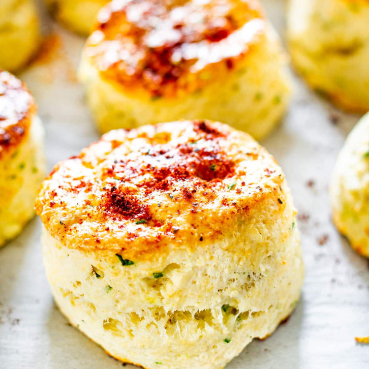 Side view shot of feta cheese biscuits