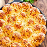 overhead shot of italian skillet pull apart bread
