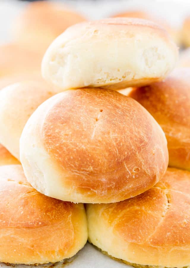 a stack of homemade slider buns freshly baked
