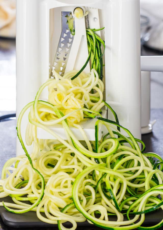 Zucchini being made into zoodles