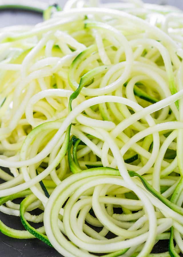 Close up shot of zoodles