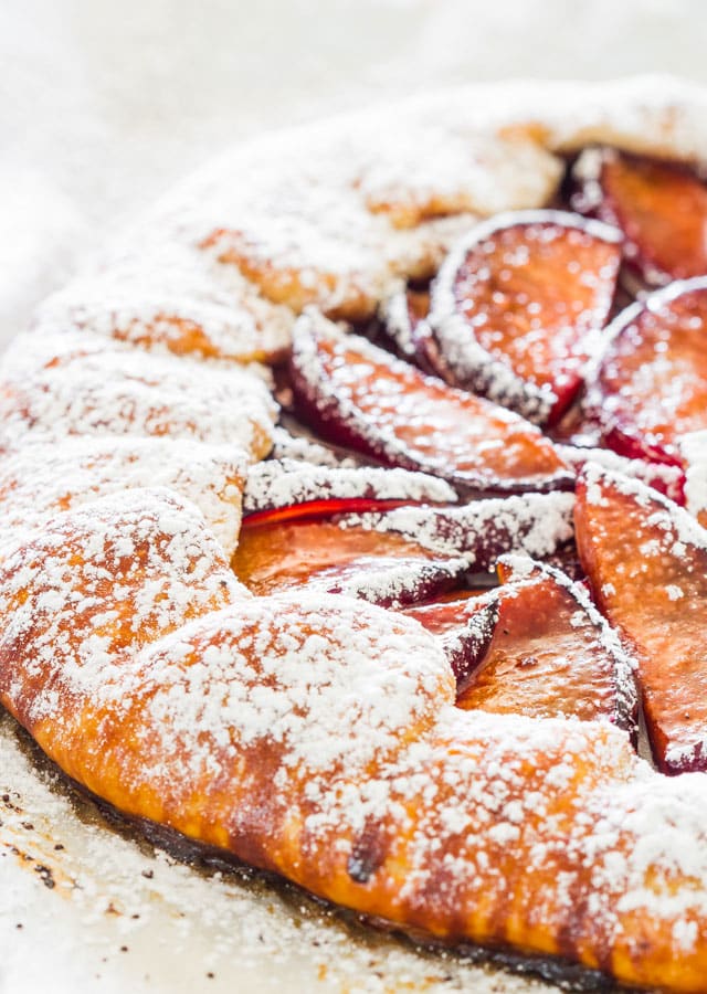 Plum Galette dusted with powdered sugar