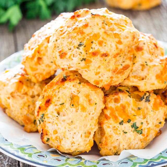 Copycat Red Lobster Cheddar Bay Biscuits on a plate