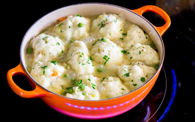 Chicken and Dumplings in a dutch oven