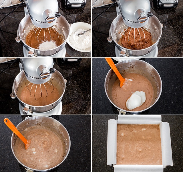 Process shots making Nutella magic cake