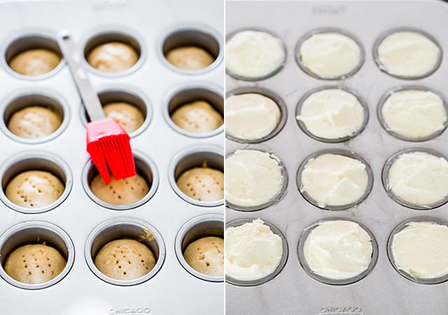 process of making Mini Tiramisu Cheesecakes