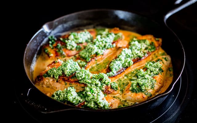 Garlic and Parsley Butter Chicken with Gnocchi - incredible tender chicken cooked in a garlic and butter creamy sauce served over a bed of gnocchi. 