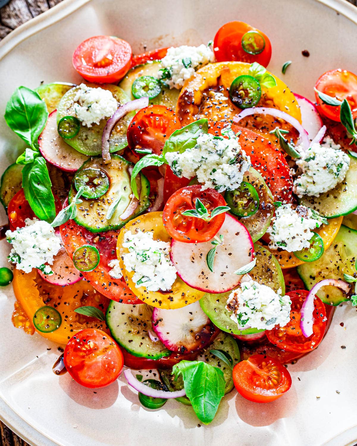 Summer Salad with Herbed Ricotta - Jo Cooks