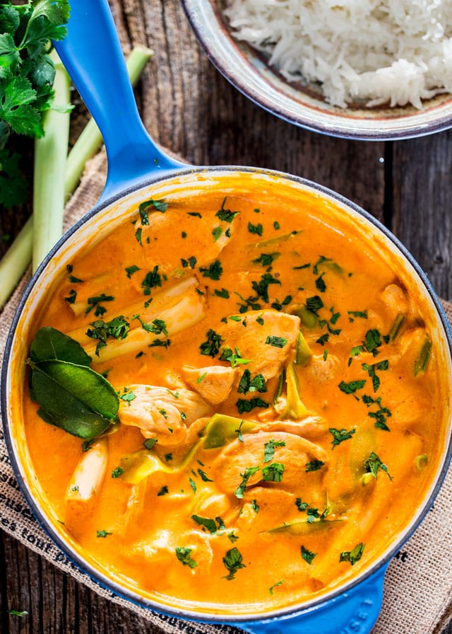 Thai Red Chicken Curry in a pot