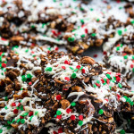 close up shot of roasted cashew latte bark pieces