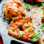 close up shot of a drunken jerk prawn