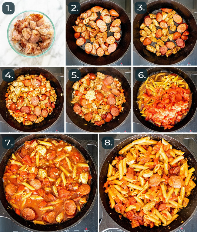 Chicken and Sausage Penne Jambalaya Jo Cooks