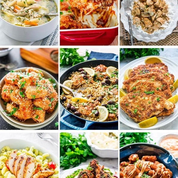 photo collage of chicken recipes