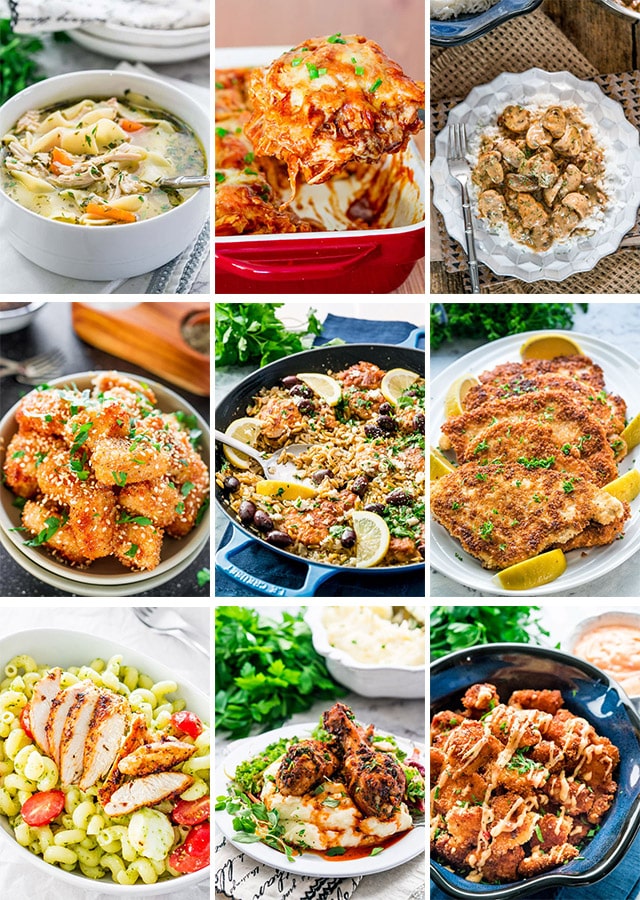 a collage of photos for 50 easy chicken recipes
