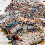 side view shot of sliced beef brisket