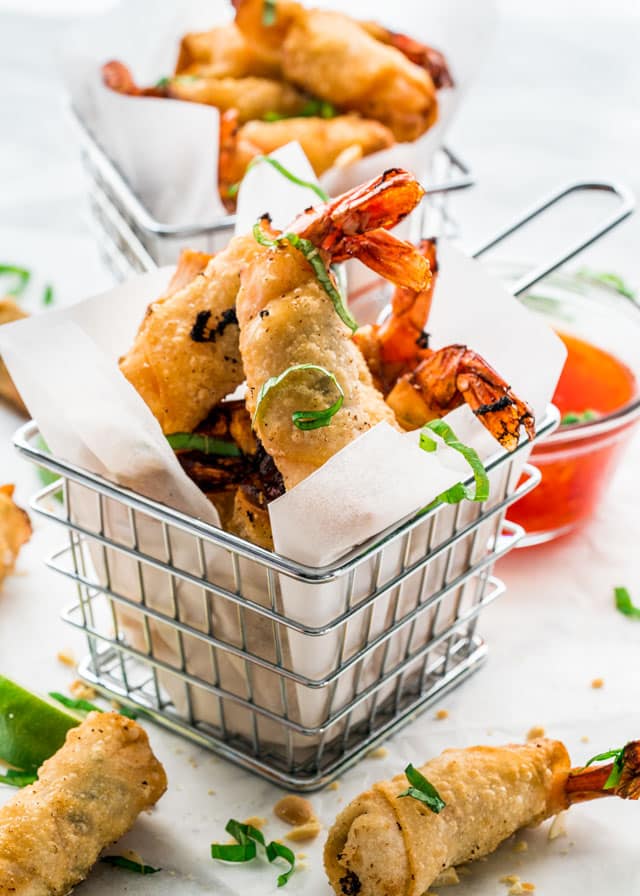 Firecracker Shrimp in a basket served with sweet chili lime sauce