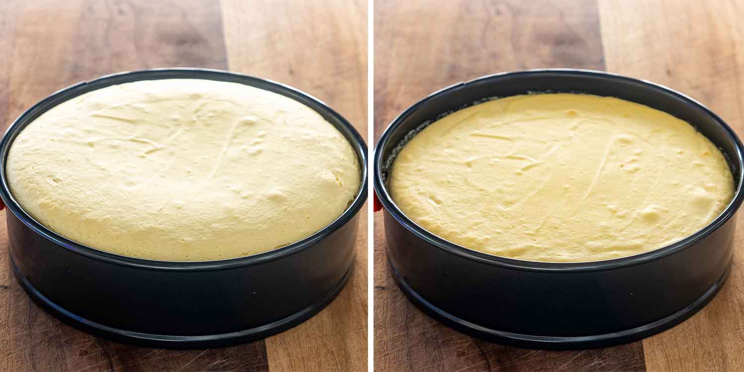 baked cheesecake in springform pan.
