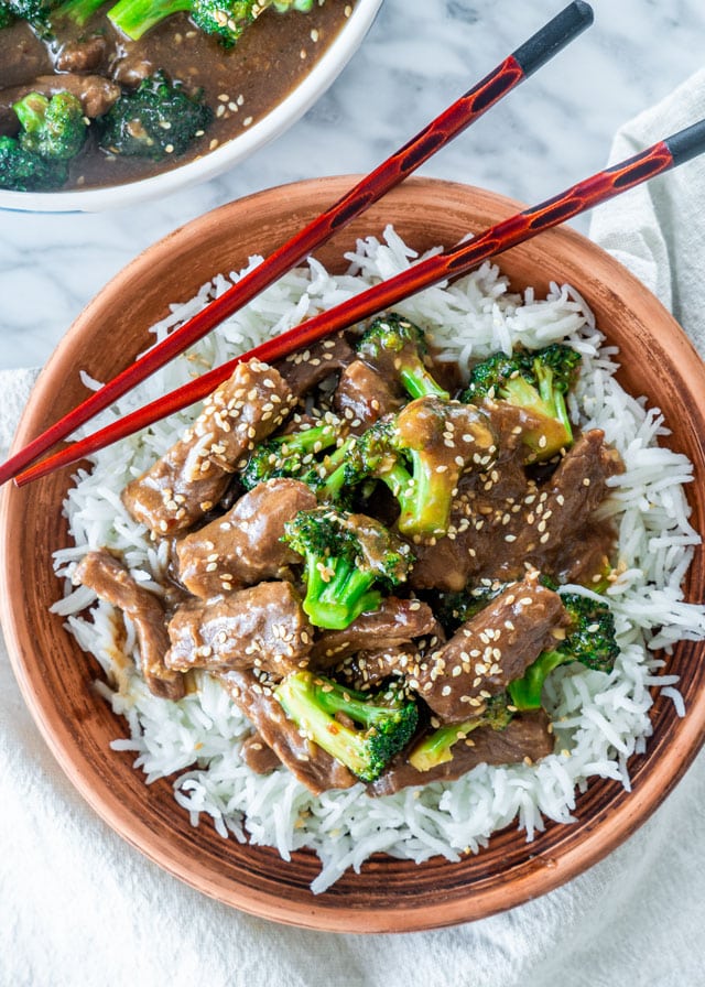 Instant Pot Beef and Broccoli over rice