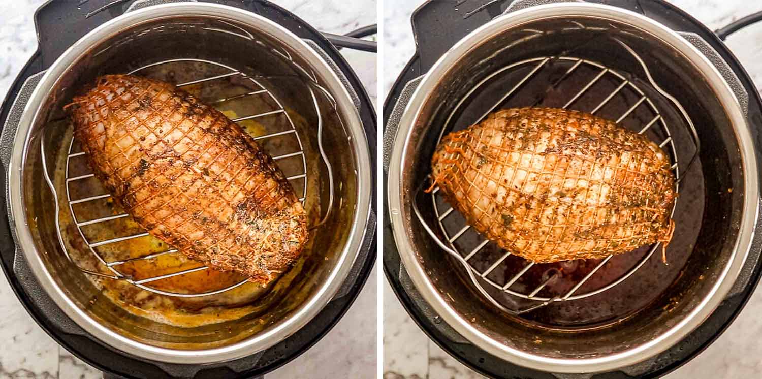 process shots showing how to make turkey breast in the instant pot.