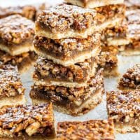 side view shot of a stack of pecan squares