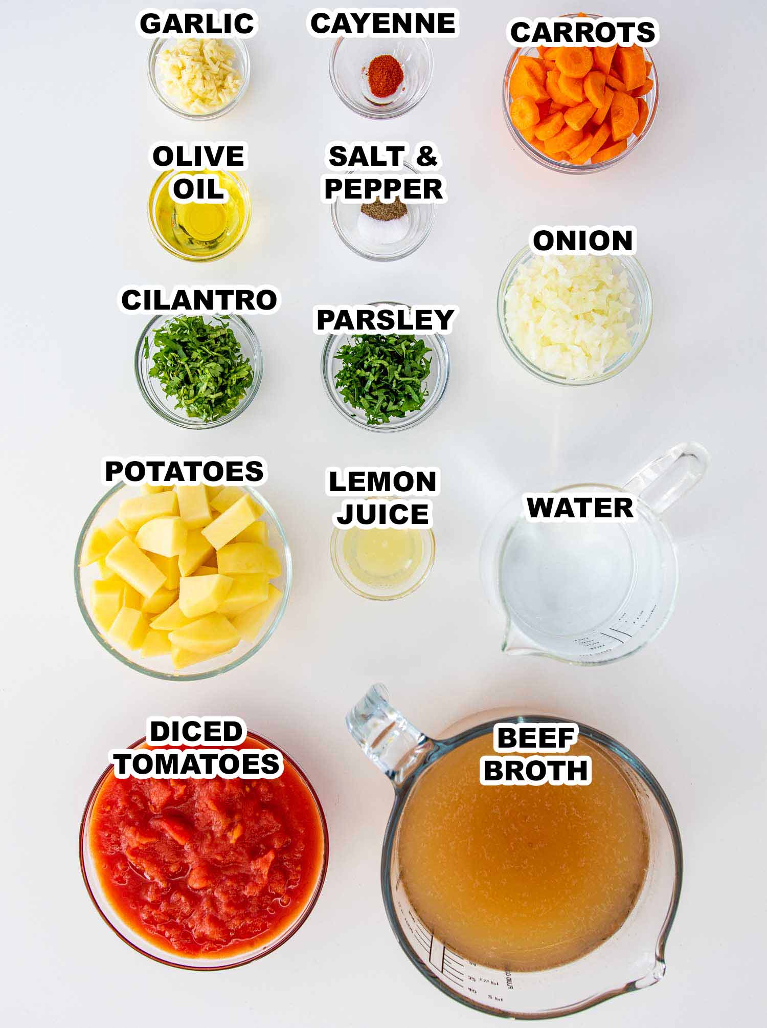 ingredients needed to make albondigas soup.