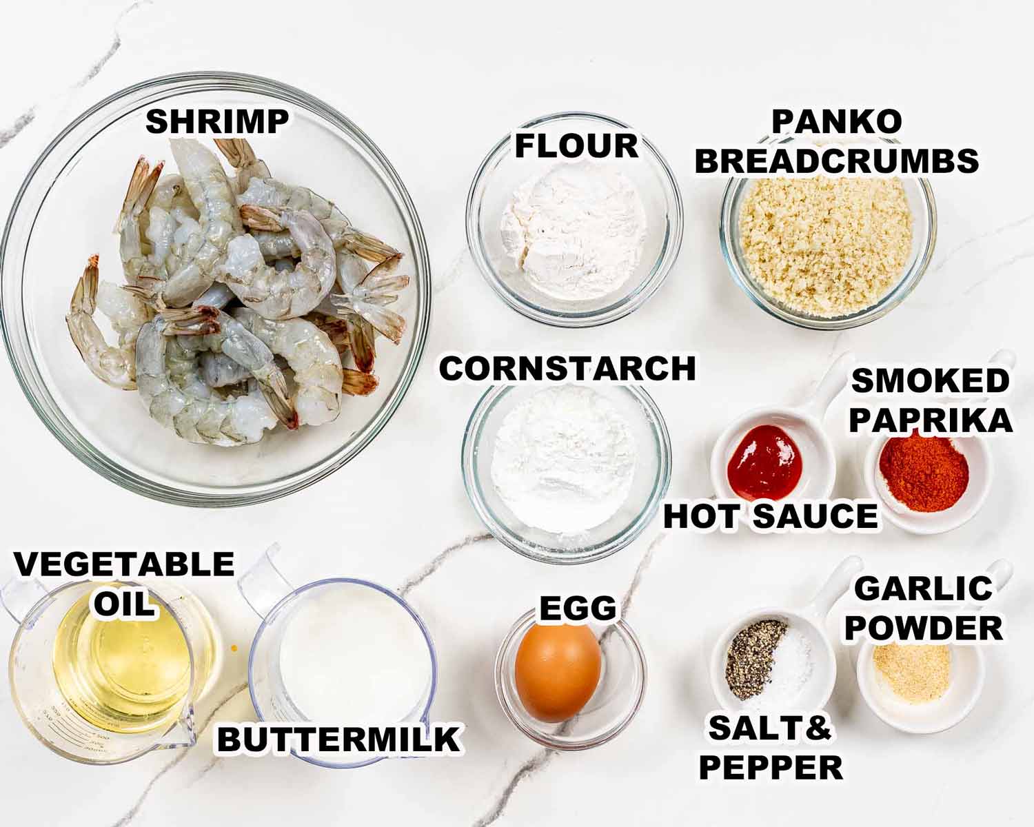 ingredients needed to make bang bang shrimp.