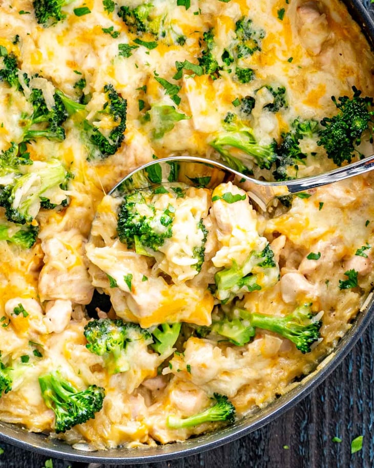 One Pot Cheesy Chicken Broccoli Rice Casserole - Jo Cooks
