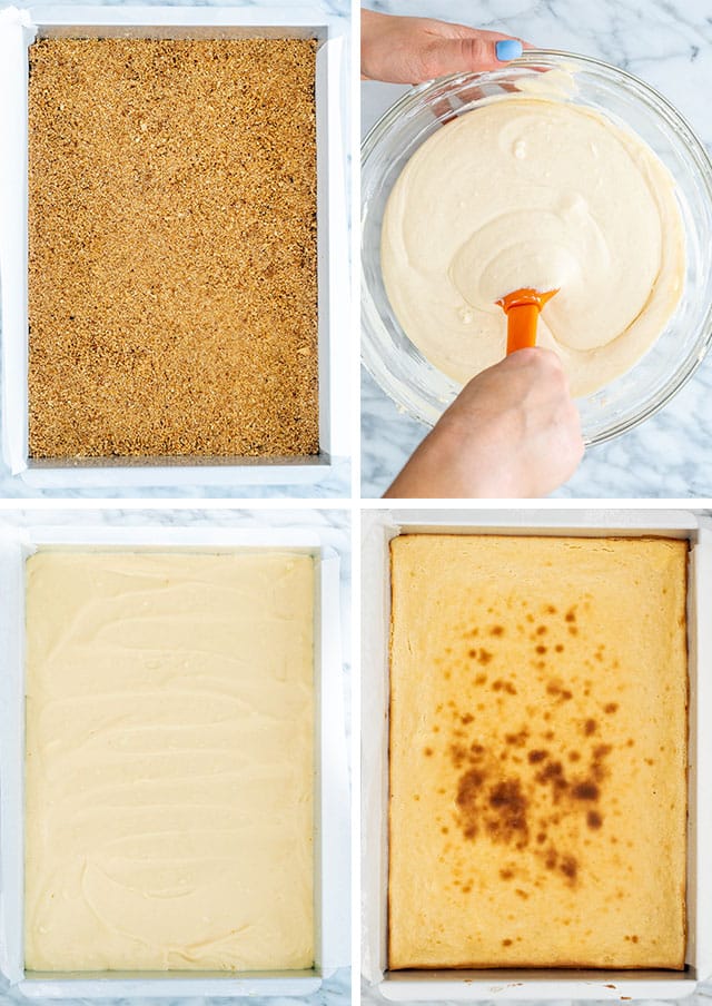 process of making creme brulee cheesecake bars